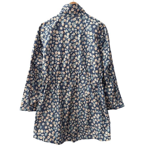 Madewell Preppy Ruffle-Neck Anorak Raincoat French Floral Blue Moon Size Smalll - Picture 6 of 14